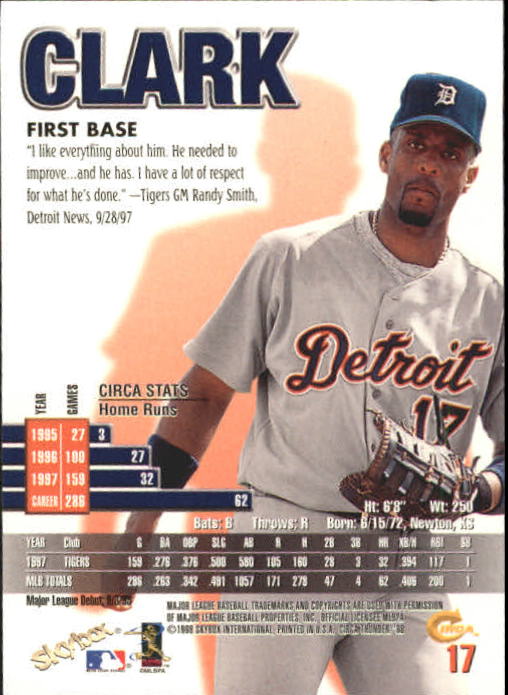 1998 Circa Thunder Baseball "Main Set" Cards #1 to #150 - Bild 35 von 301
