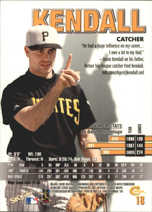 1998 Circa Thunder Baseball "Main Set" Cards #1 to #150 - Bild 37 von 301