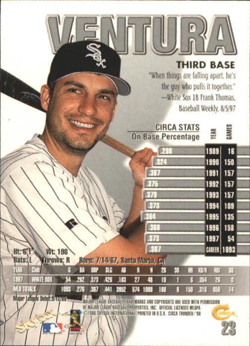 1998 Circa Thunder Baseball "Main Set" Cards #1 to #150 - Bild 47 von 301