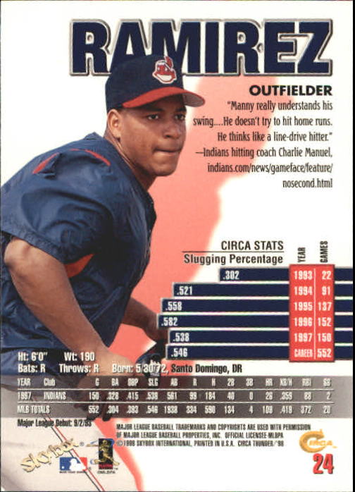 1998 Circa Thunder Baseball "Main Set" Cards #1 to #150 - Bild 49 von 301