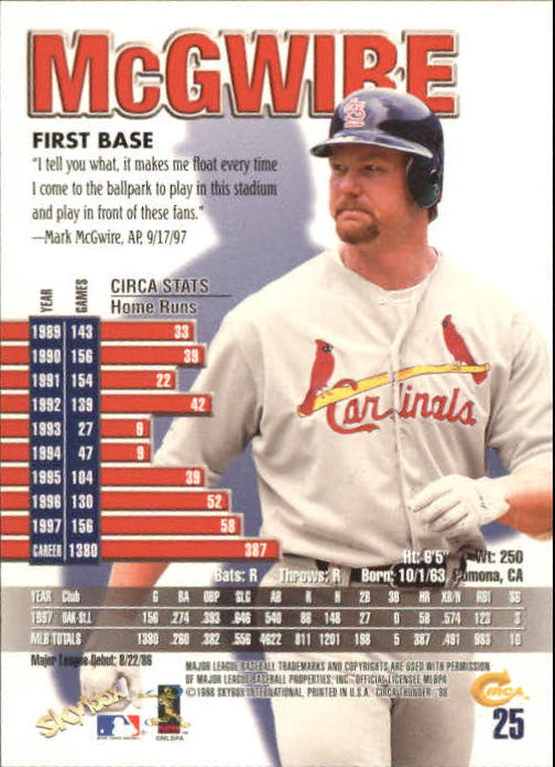 1998 Circa Thunder Baseball "Main Set" Cards #1 to #150 - Bild 51 von 301