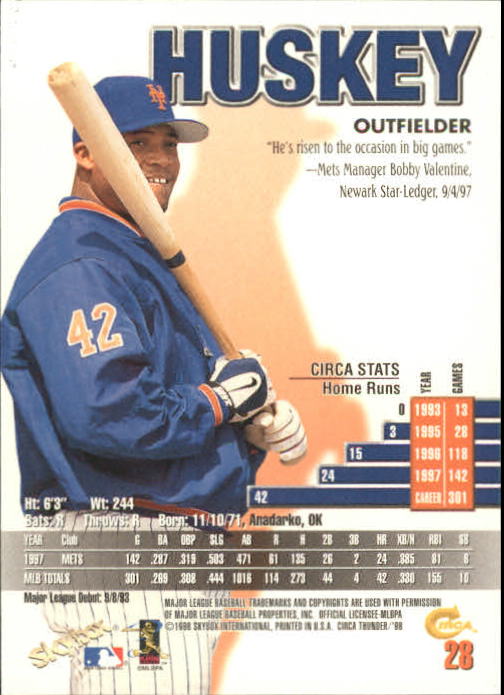 1998 Circa Thunder Baseball "Main Set" Cards #1 to #150 - Bild 57 von 301