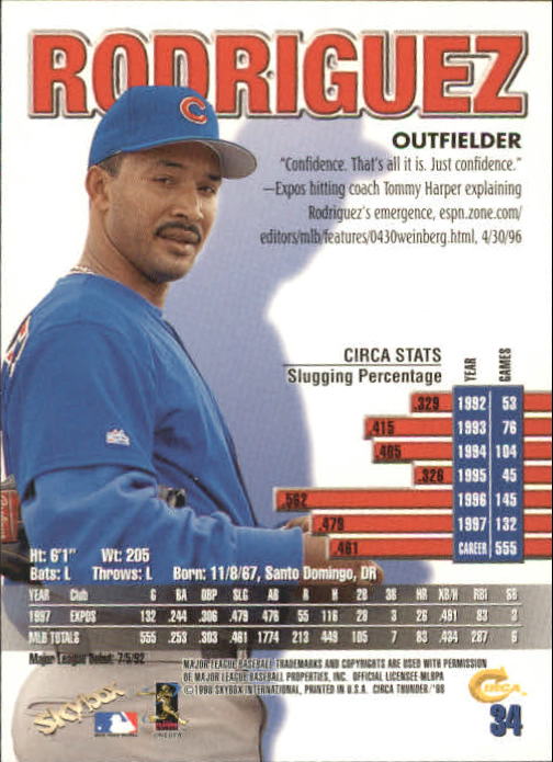 1998 Circa Thunder Baseball "Main Set" Cards #1 to #150 - Bild 69 von 301