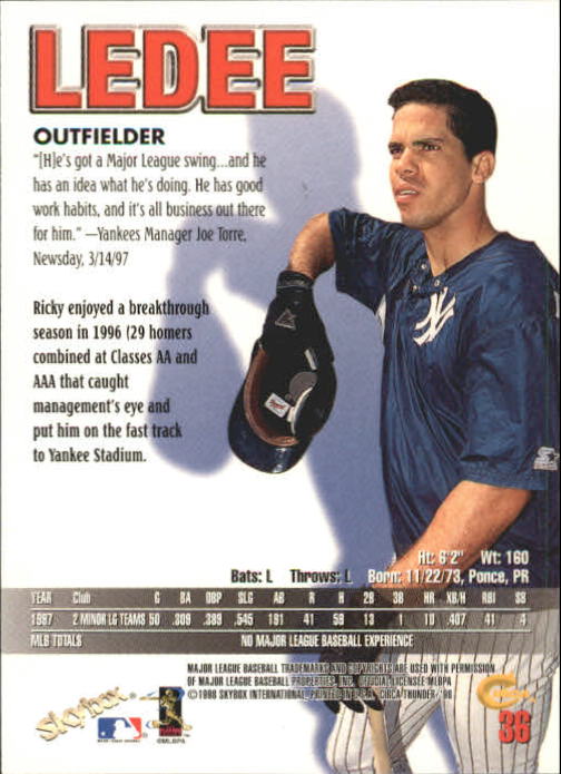 1998 Circa Thunder Baseball "Main Set" Cards #1 to #150 - Bild 73 von 301