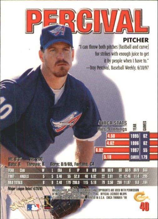 1998 Circa Thunder Baseball "Main Set" Cards #1 to #150 - Bild 81 von 301