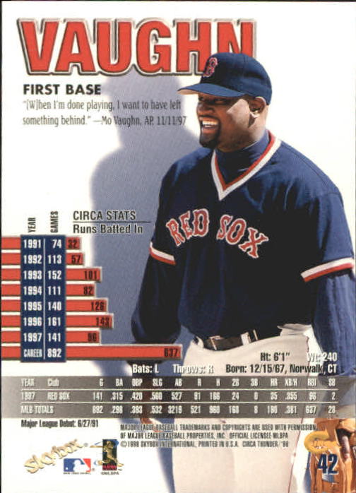 1998 Circa Thunder Baseball "Main Set" Cards #1 to #150 - Bild 85 von 301