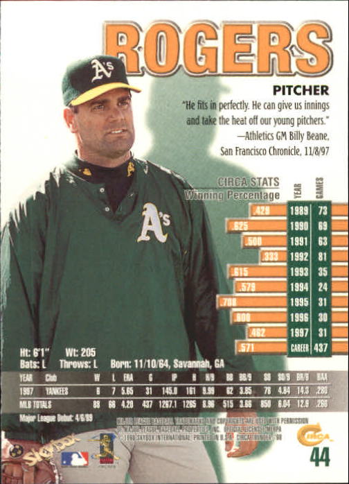 1998 Circa Thunder Baseball "Main Set" Cards #1 to #150 - Bild 89 von 301