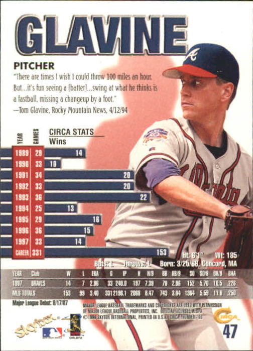 1998 Circa Thunder Baseball "Main Set" Cards #1 to #150 - Bild 95 von 301