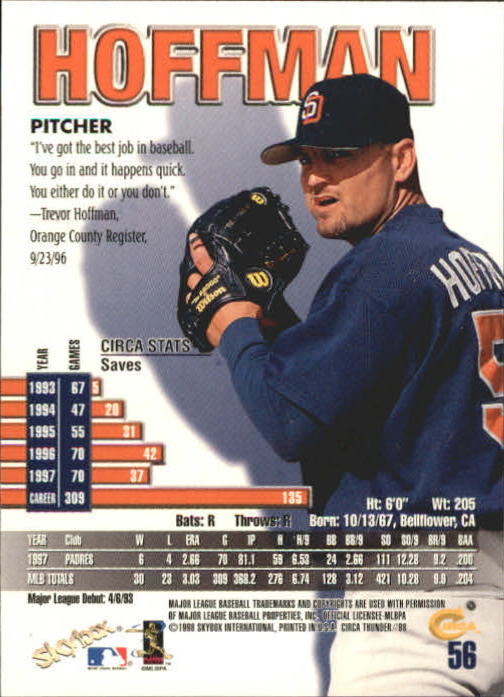 1998 Circa Thunder Baseball "Main Set" Cards #1 to #150 - Bild 113 von 301