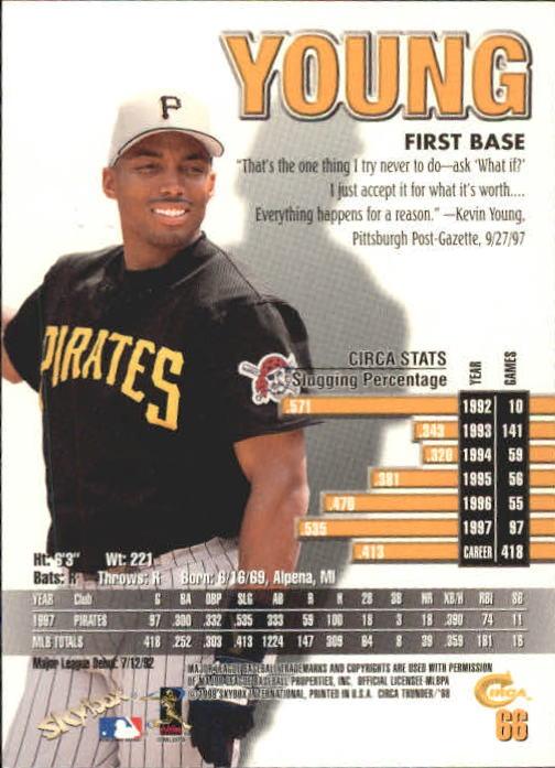 1998 Circa Thunder Baseball "Main Set" Cards #1 to #150 - Bild 133 von 301