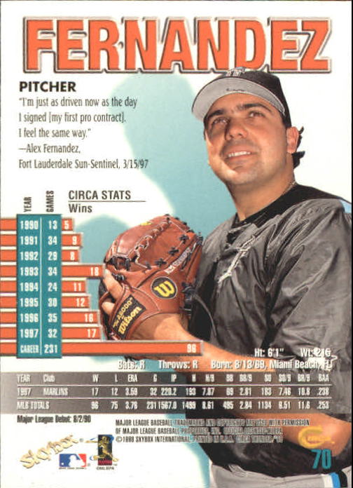 1998 Circa Thunder Baseball "Main Set" Cards #1 to #150 - Bild 141 von 301