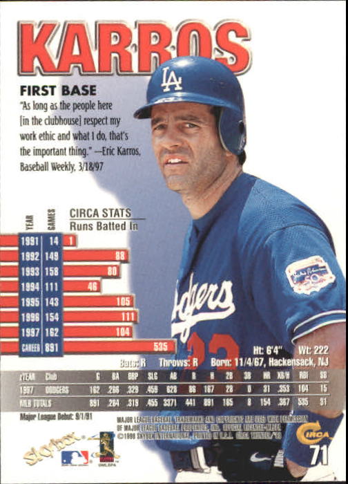 1998 Circa Thunder Baseball "Main Set" Cards #1 to #150 - Bild 143 von 301