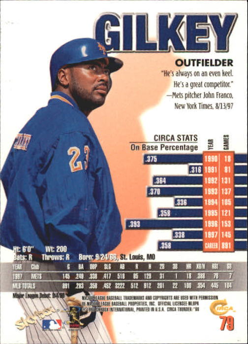 1998 Circa Thunder Baseball "Main Set" Cards #1 to #150 - Bild 159 von 301