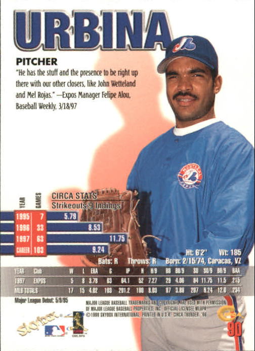 1998 Circa Thunder Baseball "Main Set" Cards #1 to #150 - Bild 181 von 301