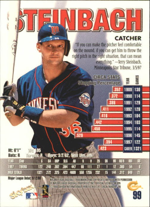 1998 Circa Thunder Baseball "Main Set" Cards #1 to #150 - Bild 199 von 301