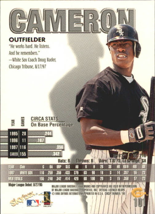 1998 Circa Thunder Baseball "Main Set" Cards #1 to #150 - Bild 203 von 301
