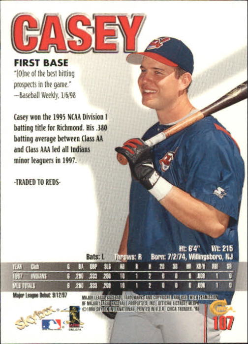 1998 Circa Thunder Baseball "Main Set" Cards #1 to #150 - Bild 215 von 301