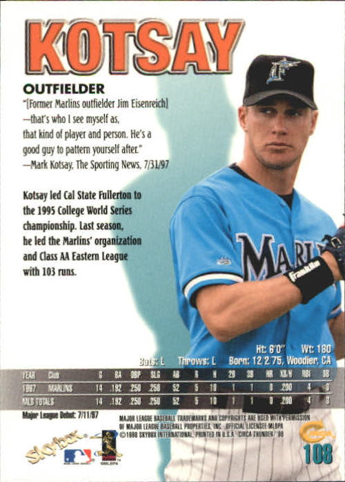 1998 Circa Thunder Baseball "Main Set" Cards #1 to #150 - Bild 217 von 301