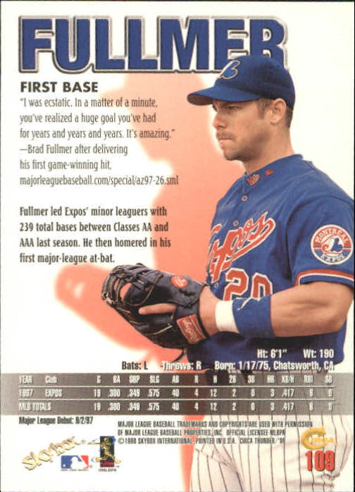1998 Circa Thunder Baseball "Main Set" Cards #1 to #150 - Bild 219 von 301