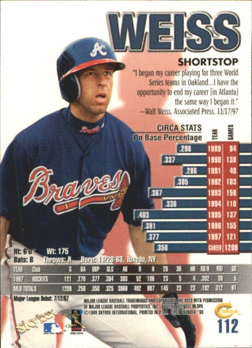 1998 Circa Thunder Baseball "Main Set" Cards #1 to #150 - Bild 225 von 301