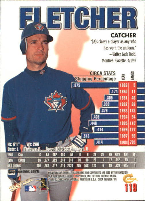1998 Circa Thunder Baseball "Main Set" Cards #1 to #150 - Bild 239 von 301