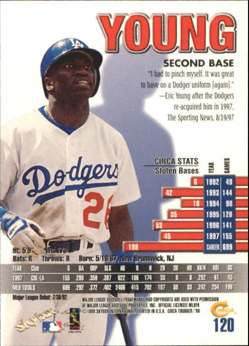 1998 Circa Thunder Baseball "Main Set" Cards #1 to #150 - Bild 241 von 301