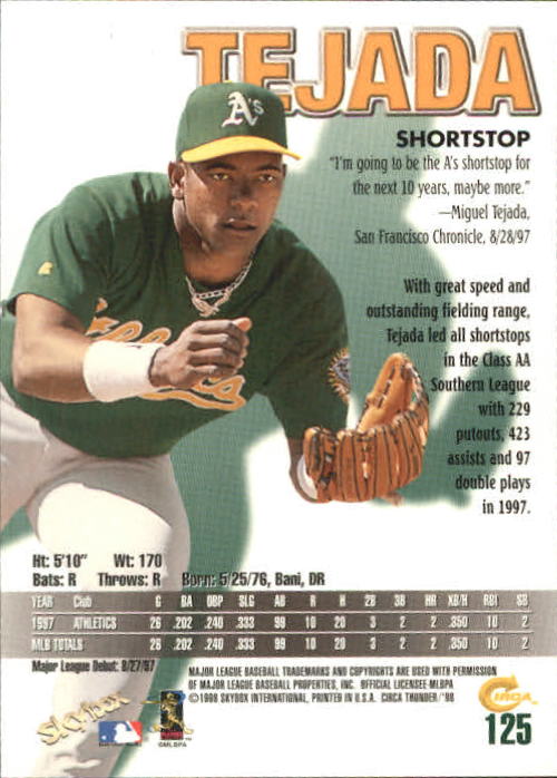 1998 Circa Thunder Baseball "Main Set" Cards #1 to #150 - Bild 251 von 301
