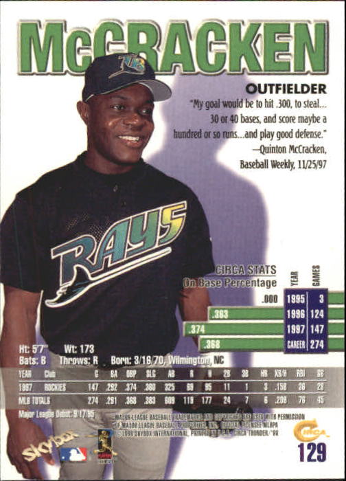 1998 Circa Thunder Baseball "Main Set" Cards #1 to #150 - Bild 259 von 301