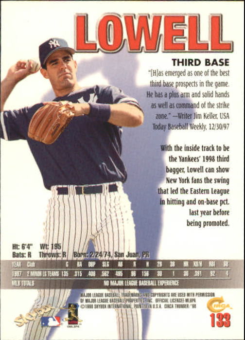 1998 Circa Thunder Baseball "Main Set" Cards #1 to #150 - Bild 267 von 301
