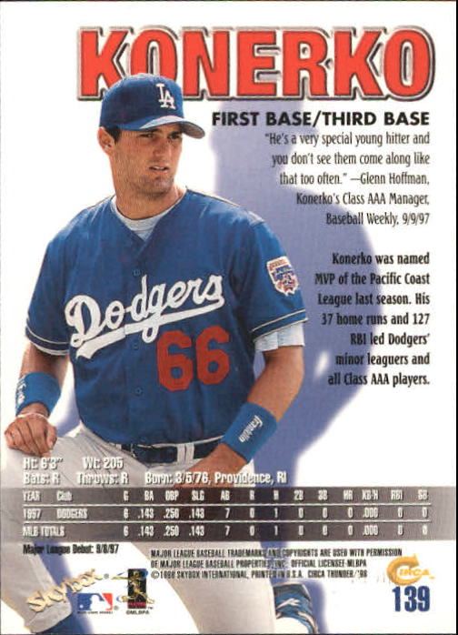 1998 Circa Thunder Baseball "Main Set" Cards #1 to #150 - Bild 279 von 301