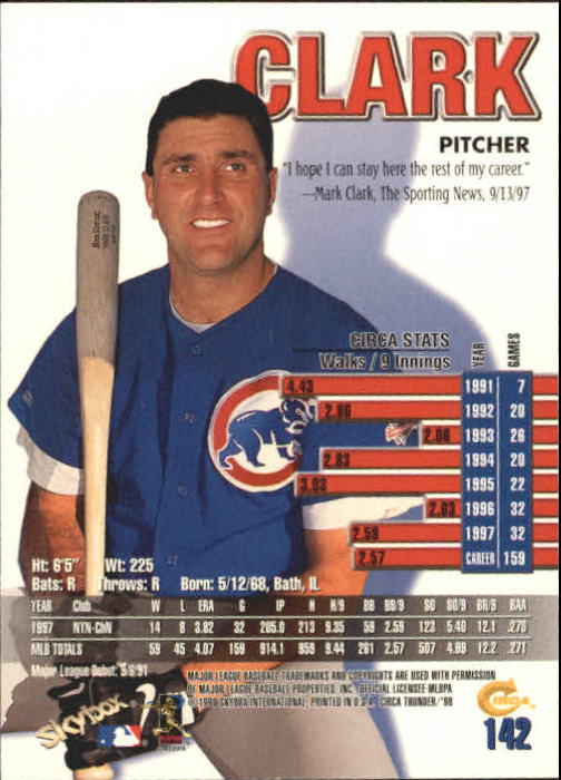 1998 Circa Thunder Baseball "Main Set" Cards #1 to #150 - Bild 285 von 301