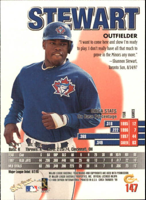 1998 Circa Thunder Baseball "Main Set" Cards #1 to #150 - Bild 295 von 301