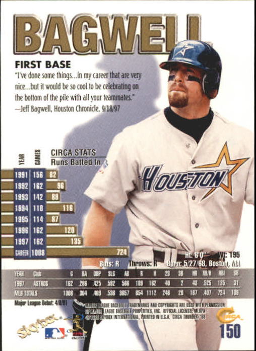 1998 Circa Thunder Baseball "Main Set" Cards #1 to #150 - Bild 301 von 301