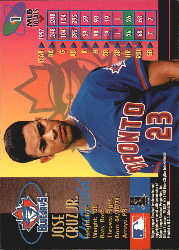 1998 Metal Universe Montreal Expos Baseball Card #124 Jose Vidro
