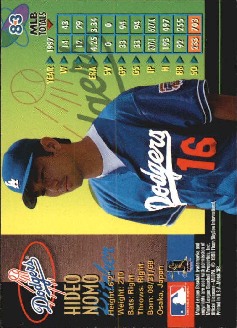 1998 Metal Universe Baseball "Main Set" Cards - Picture 167 of 441