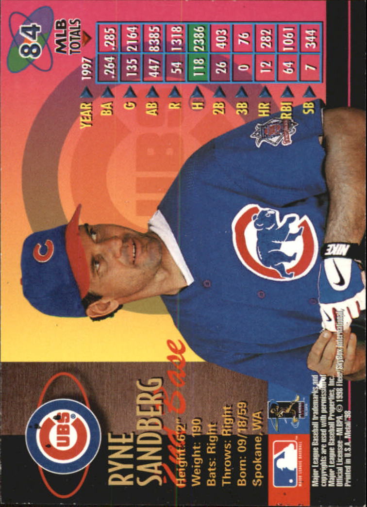 1998 Metal Universe Baseball "Main Set" Cards - Picture 169 of 441