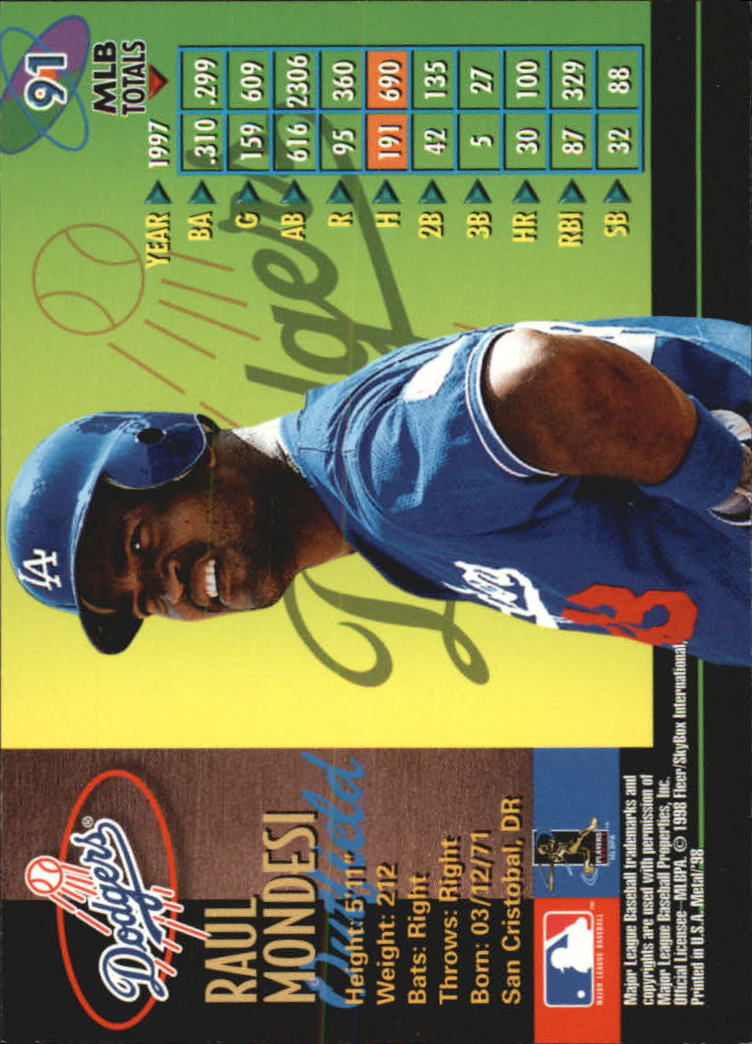 1998 Metal Universe Baseball "Main Set" Cards - Picture 183 of 441