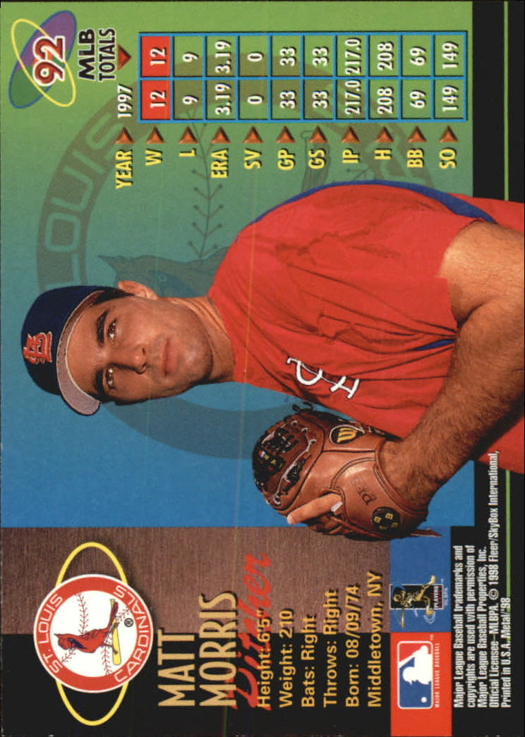 1998 Metal Universe Baseball "Main Set" Cards - Picture 185 of 441