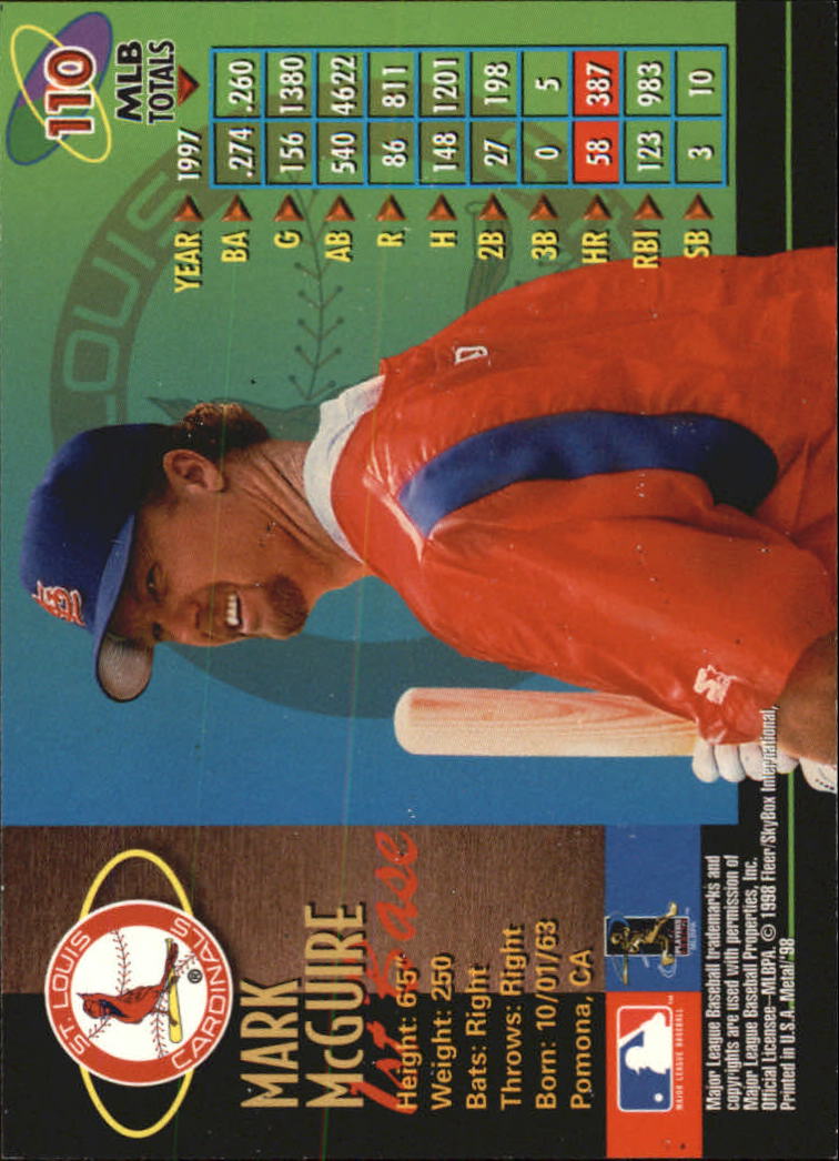 1998 Metal Universe Baseball "Main Set" Cards - Picture 219 of 441