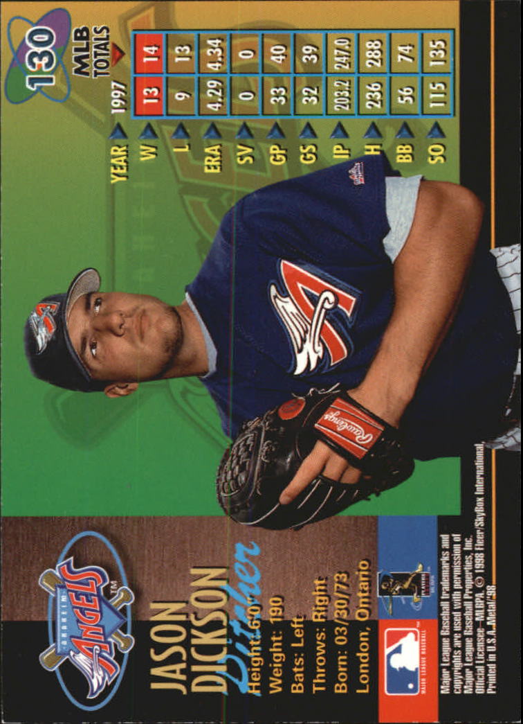 1998 Metal Universe Baseball "Main Set" Cards - Picture 259 of 441