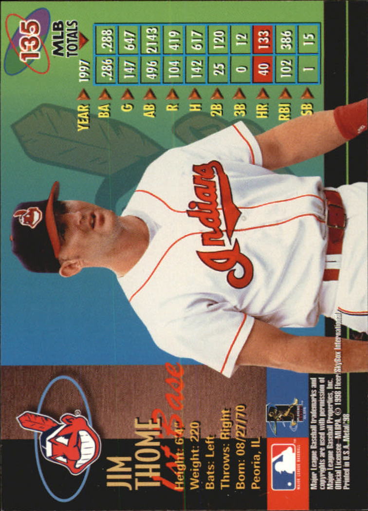 1998 Metal Universe Baseball "Main Set" Cards - Picture 269 of 441
