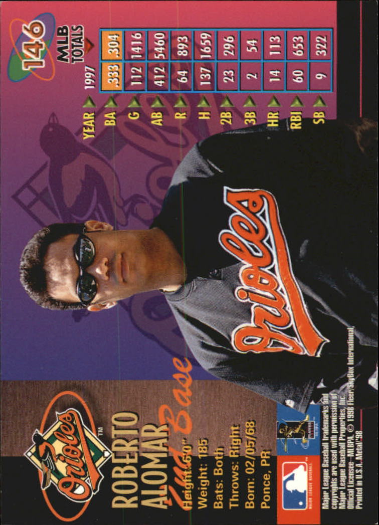 1998 Metal Universe Baseball "Main Set" Cards - Picture 291 of 441