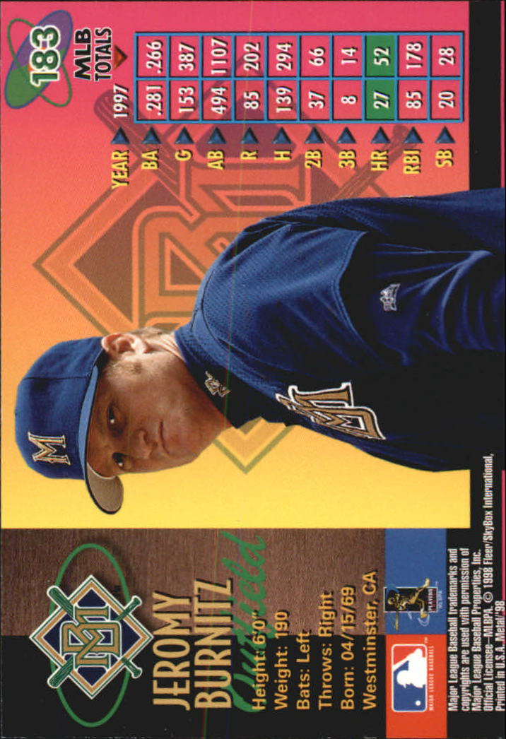 1998 Metal Universe Baseball "Main Set" Cards - Picture 365 of 441