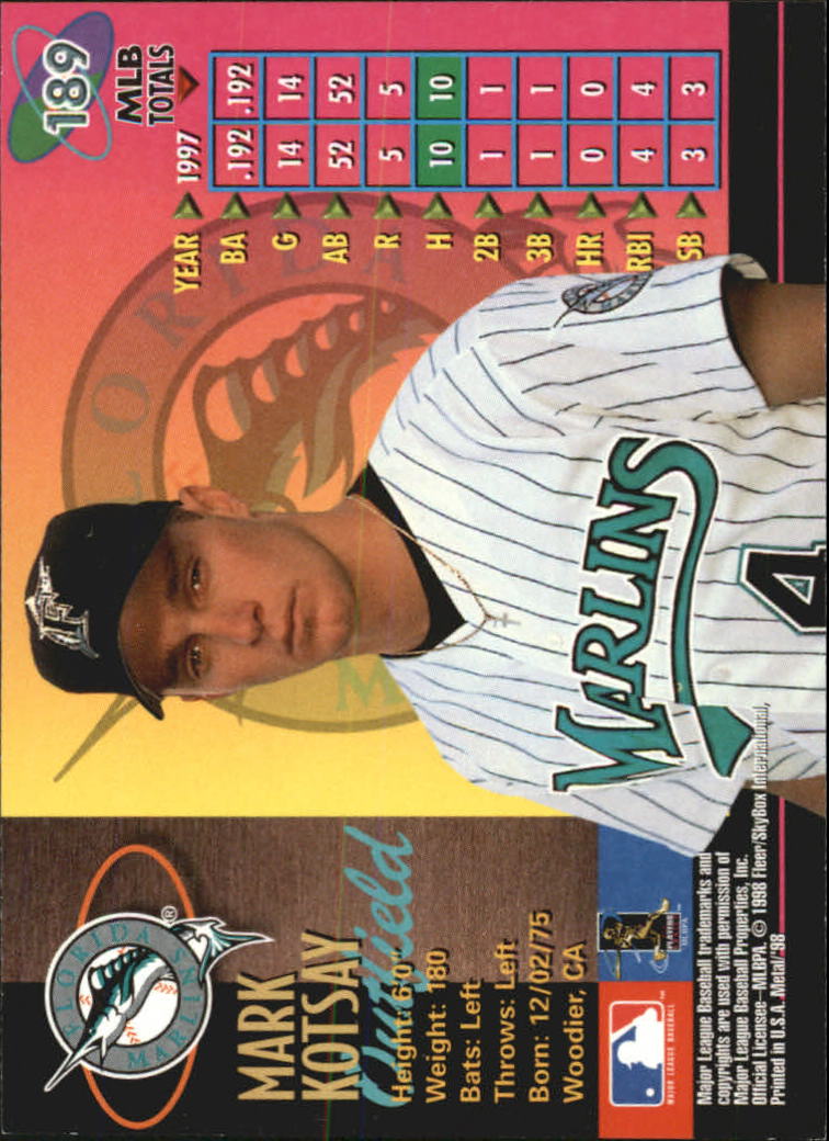 1998 Metal Universe Baseball "Main Set" Cards - Picture 377 of 441