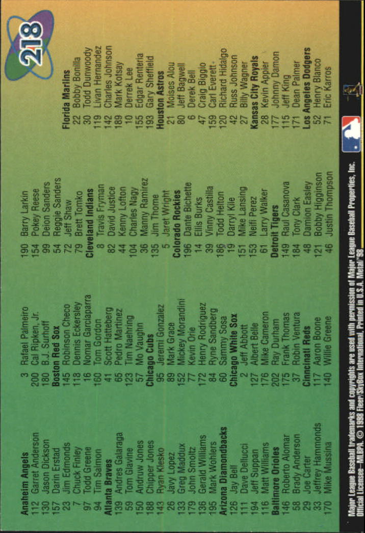 1998 Metal Universe Baseball "Main Set" Cards - Picture 435 of 441