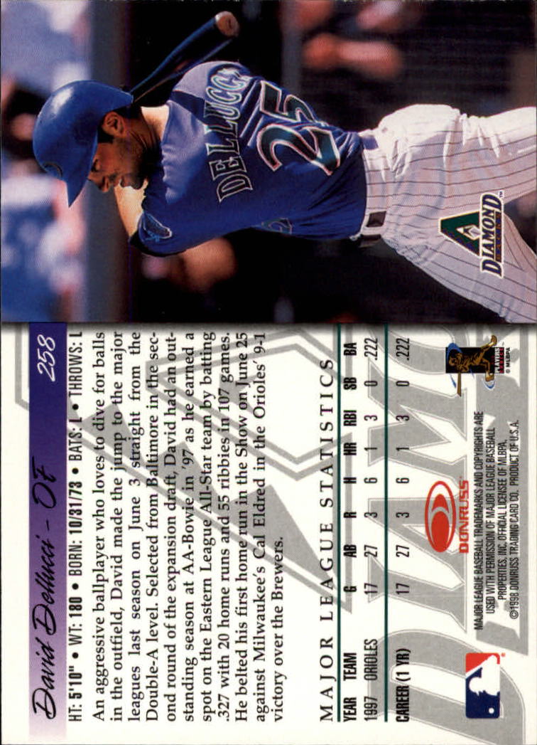 1998 Donruss Baseball "Main Set" Base Cards #251 to #420 - Picture 17 of 341