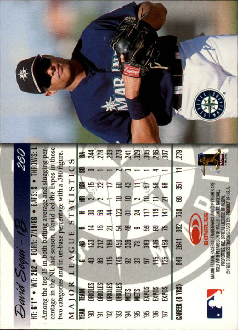 1998 Donruss Baseball "Main Set" Base Cards #251 to #420 - Picture 21 of 341