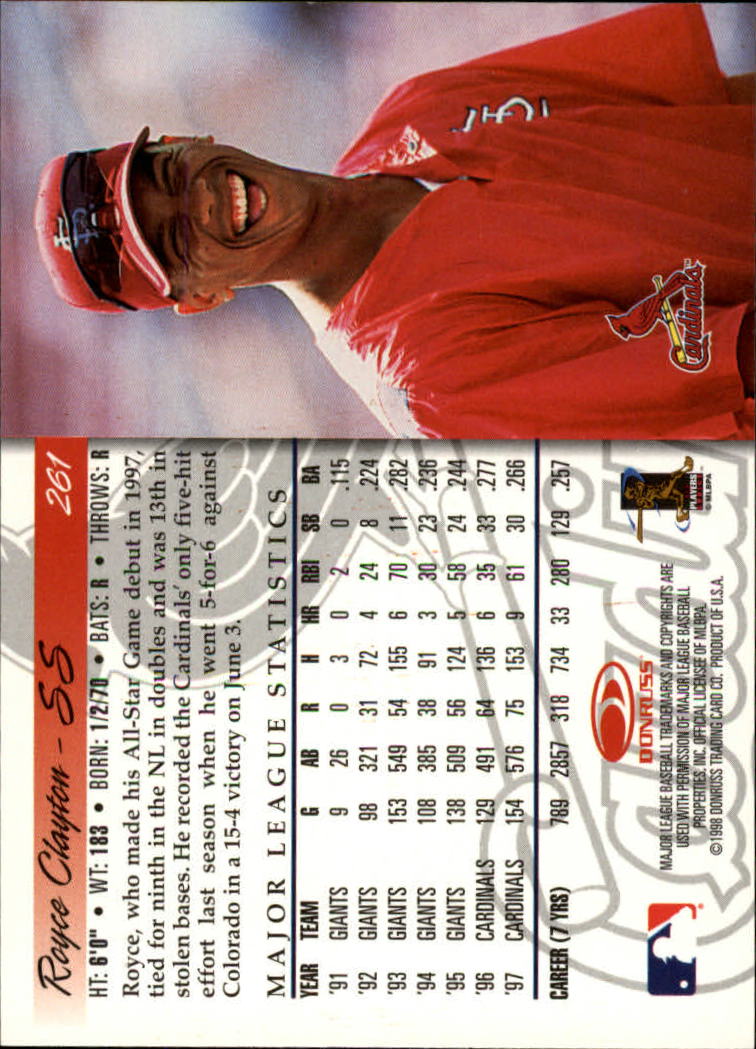 1998 Donruss Baseball "Main Set" Base Cards #251 to #420 - Picture 23 of 341
