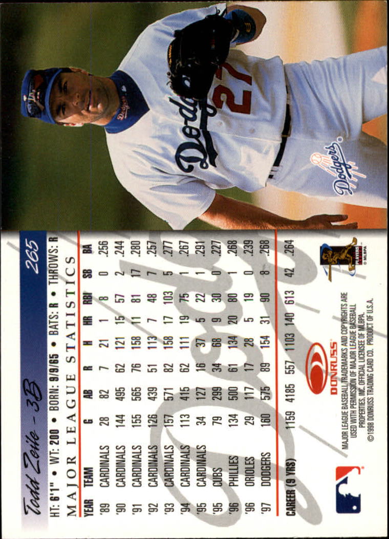 1998 Donruss Baseball "Main Set" Base Cards #251 to #420 - Picture 31 of 341