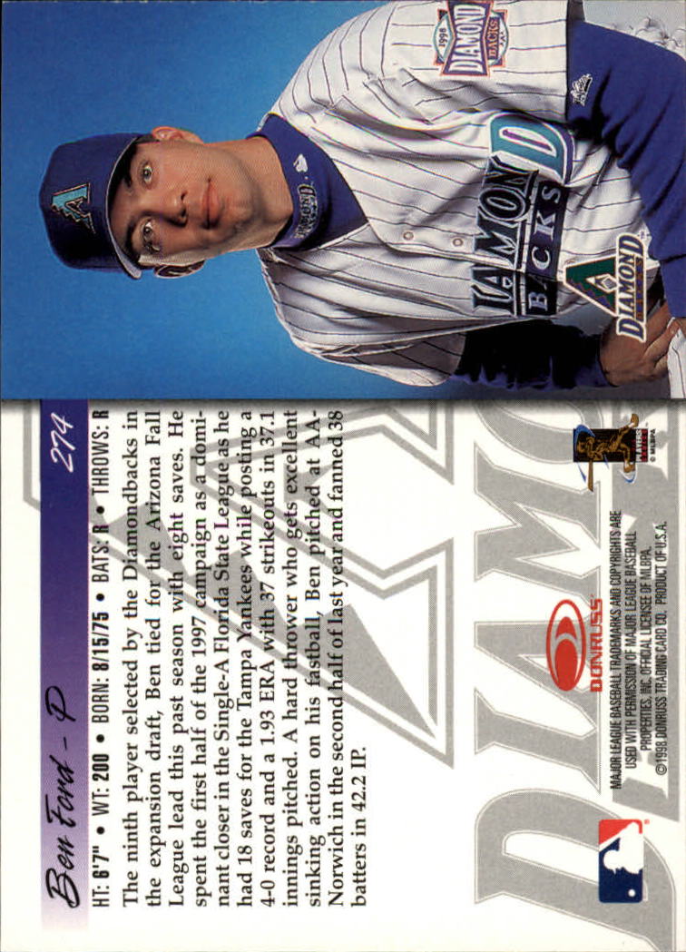 1998 Donruss Baseball "Main Set" Base Cards #251 to #420 - Picture 49 of 341
